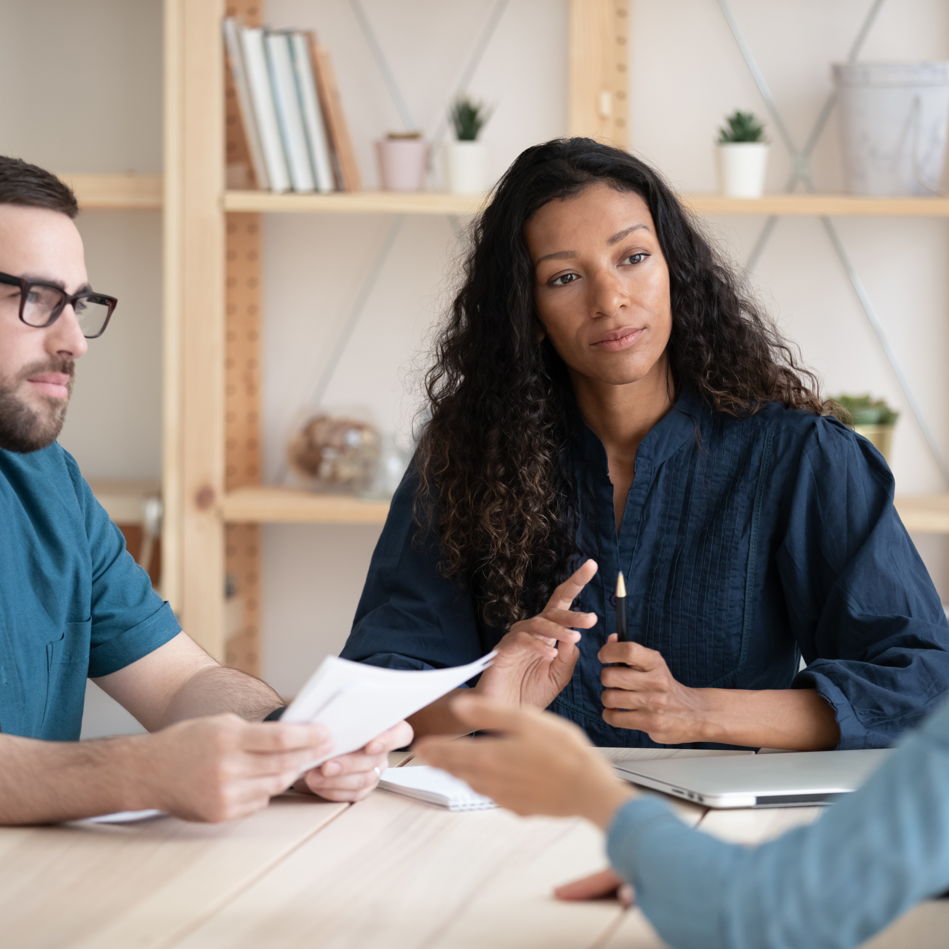 42017193 Two Diverse Hr Managers Holding Job Interview With