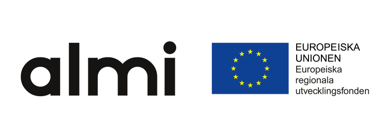 Logotyp för Almi och Europeiska regionala utvecklingsfonden